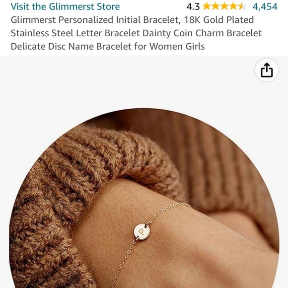 “Initial Bracelet- P” - Picture 6 of 7